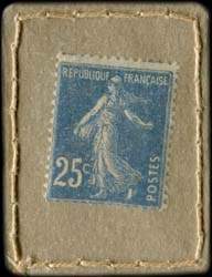 Timbre-monnaie Industrie Lainière Tourcoing - 25 centimes bleu cousu sous un film plastique - revers