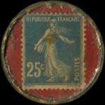 Timbre-monnaie Inoui-Tailleur - 17.Rue Pt Wilson. - St-Etienne - 25 centimes bleu sur fond rouge - revers