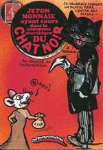 Exemple 1014 de carte postale sign�e Jacques Lardie dit Jihel ou JL utilisant le timbre-monnaie Cordonnerie du Chat Noir comme illustration