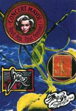 Exemple 1047 de carte postale signée Jacques Lardie dit Jihel utilisant le timbre-monnaie Concert Mayol comme illustration