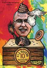 Exemple 1093 de carte postale sign�e Jacques Lardie dit Jihel ou JL utilisant le timbre-monnaie A la Riviera - Nouveaut�s - Nice comme illustration