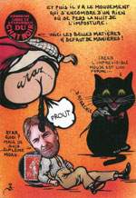 Exemple 1128 de carte postale sign�e Jacques Lardie dit Jihel ou JL utilisant le timbre-monnaie Cordonnerie du Chat Noir comme illustration