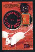 Exemple 113 de carte postale signée Jacques Lardie dit Jihel ou JL utilisant le timbre-monnaie Cordonnerie du Chat Noir comme illustration
