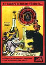 Exemple 117 de carte postale sign�e Jacques Lardie dit Jihel ou JL utilisant le timbre-monnaie Nougat Chabert & Guillot comme illustration