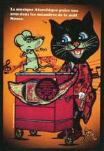 Exemple 1223 de carte postale sign�e Jacques Lardie dit Jihel ou JL utilisant le timbre-monnaie Cordonnerie du Chat Noir comme illustration