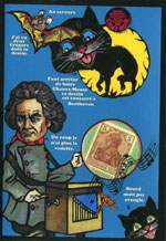 Exemple 1229 de carte postale sign�e Jacques Lardie dit Jihel ou JL utilisant le timbre-monnaie Cordonnerie du Chat Noir comme illustration