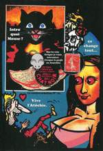 Exemple 1232 de carte postale sign�e Jacques Lardie dit Jihel ou JL utilisant le timbre-monnaie Cordonnerie du Chat Noir comme illustration