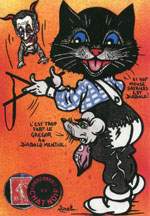 Exemple 1237 de carte postale sign�e Jacques Lardie dit Jihel ou JL utilisant le timbre-monnaie Cordonnerie du Chat Noir comme illustration
