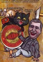 Exemple 126 de carte postale sign�e Jacques Lardie dit Jihel utilisant le timbre-monnaie Olida (Jambons - Conserves) comme illustration