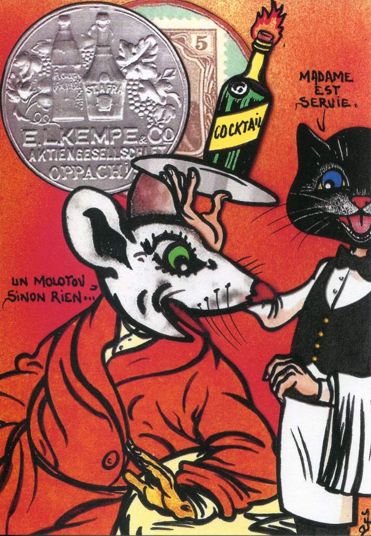 Carte postale num�ro 14789 de JL dit Jihel faisant appel au timbre-monnaie E.L.Kempe comme illustration