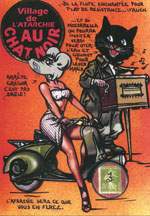 Exemple 1496 de carte postale sign�e Jacques Lardie dit Jihel ou JL utilisant le timbre-monnaie Cordonnerie du Chat Noir comme illustration