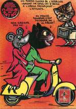Exemple 1497 de carte postale sign�e Jacques Lardie dit Jihel ou JL utilisant le timbre-monnaie Cordonnerie du Chat Noir comme illustration