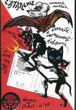 Exemple 1701 de carte postale sign�e Jacques Lardie dit Jihel ou JL utilisant le timbre-monnaie Cordonnerie du Chat Noir comme illustration