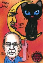 Exemple 1770 de carte postale sign�e Jacques Lardie dit Jihel ou JL utilisant le timbre-monnaie Cordonnerie du Chat Noir comme illustration