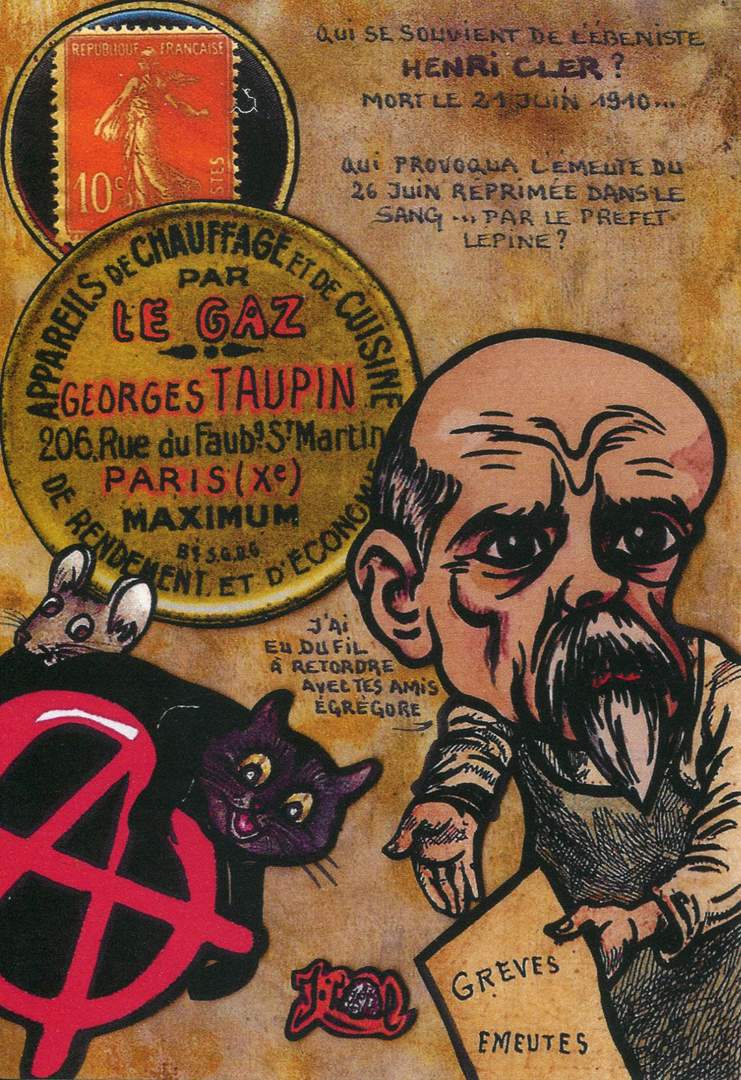 Exemple 203 de carte postale sign�e Jacques Lardie dit Jihel utilisant le timbre-monnaie Le Gaz Georges Taupin comme illustration