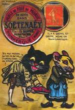 Exemple 206 de carte postale sign�e Jacques Lardie dit Jihel ou JL utilisant le timbre-monnaie So�tena�y - Huile de foie de morue - comme illustration