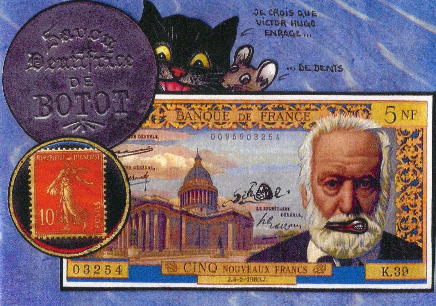 Exemple 240 de carte postale sign�e Jacques Lardie dit Jihel utilisant le timbre-monnaie Dentifrice de Botot comme illustration