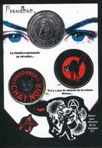 Exemple 361 de carte postale signée Jacques Lardie dit Jihel ou JL utilisant le timbre-monnaie Cordonnerie du Chat Noir comme illustration