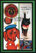 Exemple 448 de carte postale sign�e Jacques Lardie dit Jihel ou JL utilisant le timbre-monnaie Nougat Chabert & Guillot comme illustration