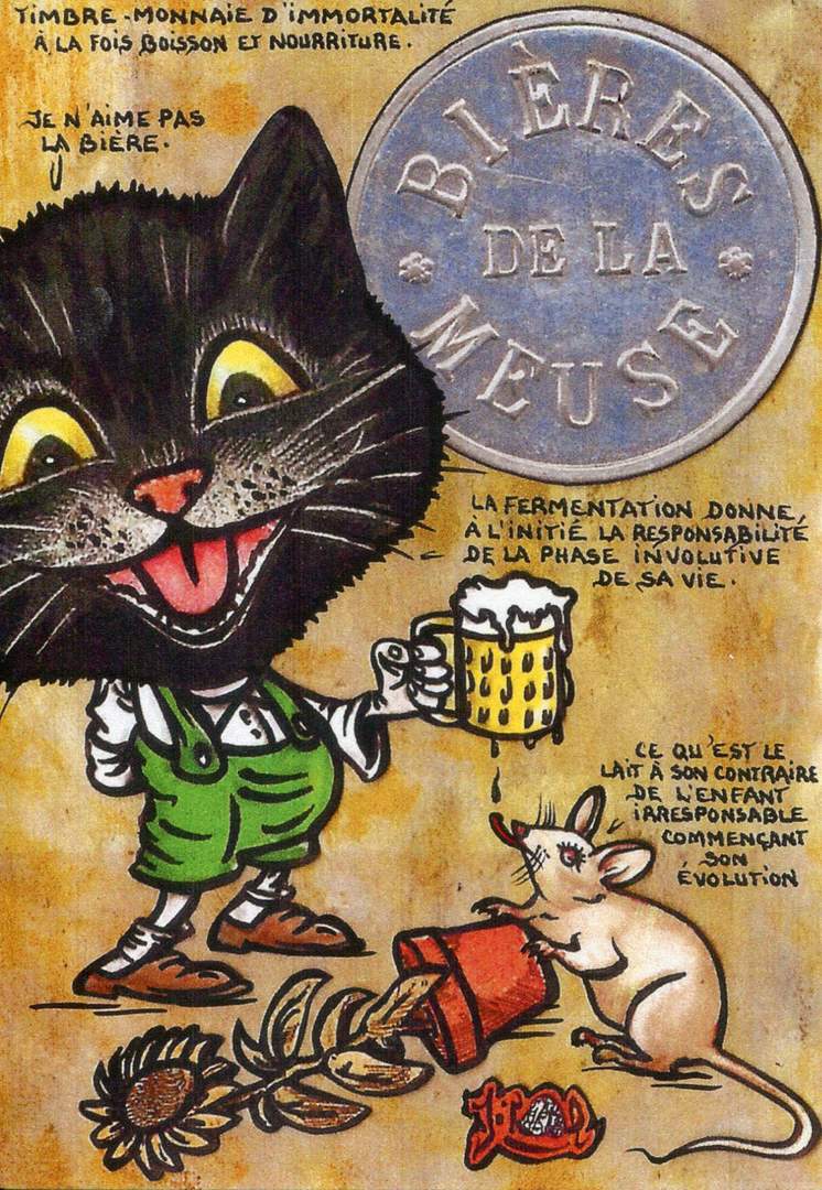 Exemple 49 de carte postale sign�e Jacques Lardie dit Jihel utilisant le timbre-monnaie Bi�res de la Meuse comme illustration