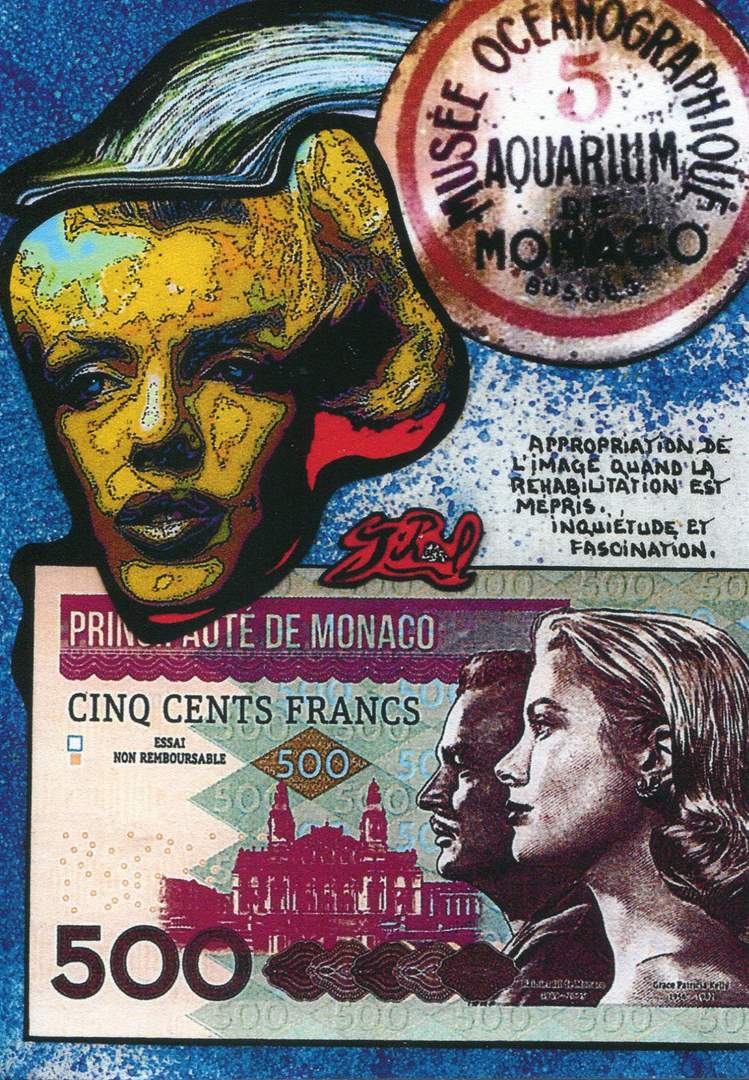 Exemple 504 de carte postale signée Jacques Lardie dit Jihel utilisant le timbre-monnaie Monaco - Musée Océanographique - Aquarium de Monaco - comme illustration
