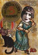 Exemple 51 de carte postale sign�e Jacques Lardie dit Jihel utilisant le timbre-monnaie comme illustration