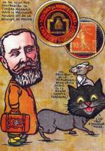 Exemple 53 de carte postale sign�e Jacques Lardie dit Jihel ou JL utilisant le timbre-monnaie Nougat Chabert & Guillot comme illustration