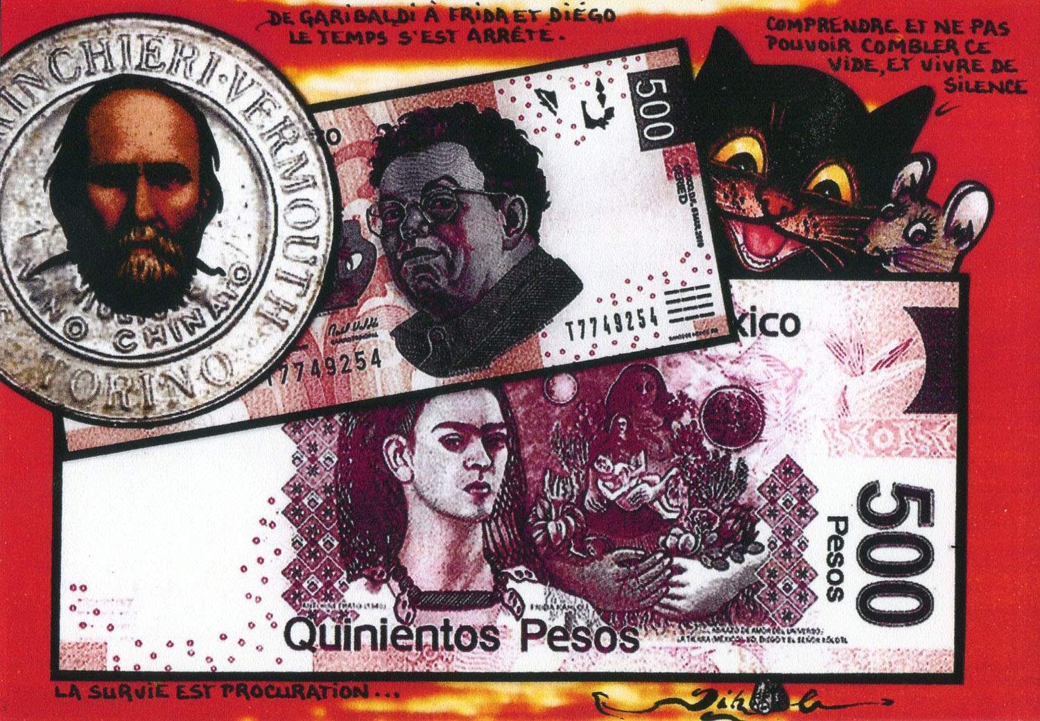 Exemple 565 de carte postale sign�e Jacques Lardie dit Jihel ou JL utilisant le timbre-monnaie Trinchieri Vermouth - Torino comme illustration