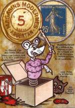 Exemple 64 de carte postale sign�e Jacques Lardie dit Jihel utilisant le timbre-monnaie comme illustration