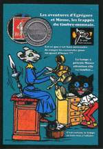 Exemple 664 de carte postale signée Jacques Lardie dit Jihel utilisant le timbre-monnaie Nouvelles Galeries comme illustration