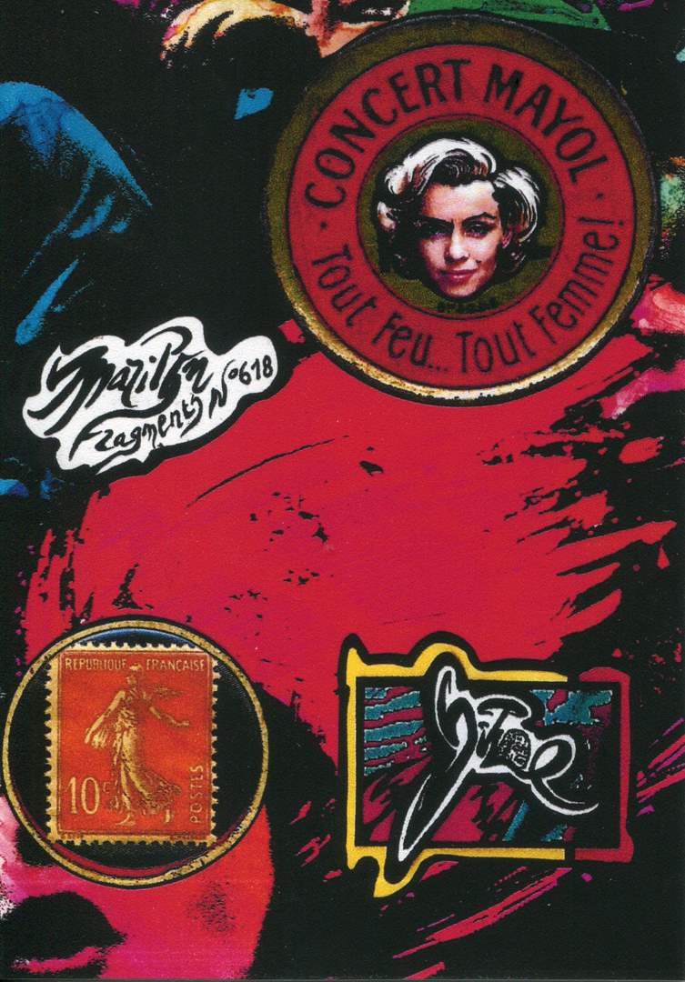 Exemple 676 de carte postale signée Jacques Lardie dit Jihel utilisant le timbre-monnaie Concert Mayol comme illustration