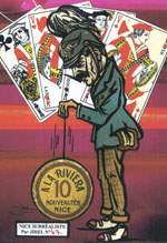 Exemple 693 de carte postale sign�e Jacques Lardie dit Jihel ou JL utilisant le timbre-monnaie A la Riviera - Nouveaut�s - Nice comme illustration