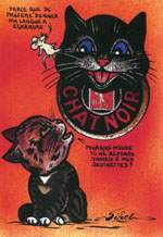 Exemple 807 de carte postale sign�e Jacques Lardie dit Jihel ou JL utilisant le timbre-monnaie Cordonnerie du Chat Noir comme illustration
