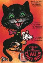 Exemple 854 de carte postale sign�e Jacques Lardie dit Jihel ou JL utilisant le timbre-monnaie Cordonnerie du Chat Noir comme illustration