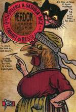 Exemple 867 de carte postale signée Jacques Lardie dit Jihel ou JL utilisant le timbre-monnaie Verdon grande liqueur comme illustration