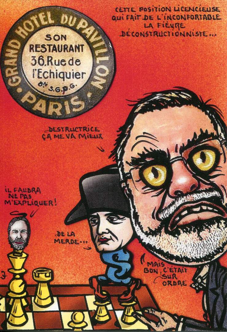 Exemple 913 de carte postale signée Jacques Lardie dit Jihel ou JL utilisant le timbre-monnaie Grand Hôtel du Pavillon comme illustration