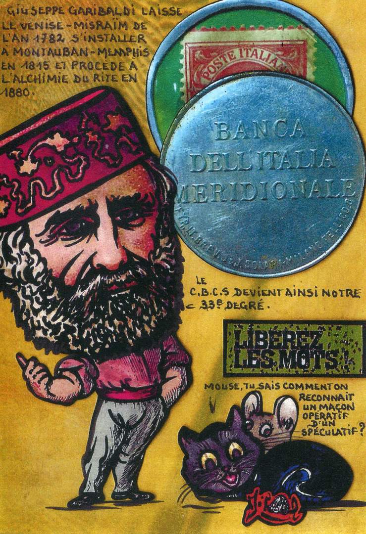 Exemple 98 de carte postale sign�e Jacques Lardie dit Jihel ou JL utilisant le timbre-monnaie Banca Dell'Italia Meridionale comme illustration