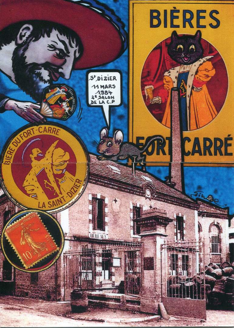 Exemple 99 de carte postale signée Jacques Lardie dit Jihel utilisant le timbre-monnaie R.Bonduel - Fort-Carré - Bières - Fort-Carré - Saint-Dizier - Loos-lez-Lille comme illustration