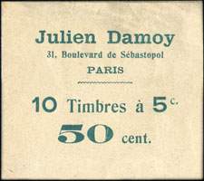 Timbre-monnaie Julien Damoy - Carnet beige - 50 centimes - (10 x 5 centimes) - revers
