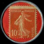 Timbre-monnaie Kirby Beard & Co - Orf�vrerie anglaise - 5, rue Aubert, Paris - 10 centimes rouge sur fond rouge - revers