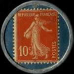 Timbre-monnaie Kirby Smith - Accessoires pour automobiles - 73, Rue Laugier - Paris - 10 centimes rouge sur fond bleu - inscriptions non visibles - revers