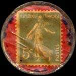 Timbre-monnaie Lacour et Chass�riaud - Titres - Bourse - Coupons - Angoul�me - 5 centimes vert sur fond rouge - revers