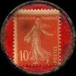 Timbre-monnaie Lacour et Chass�riaud - Titres - Bourse - Coupons - Angoul�me - 10 centimes rouge sur fond rouge - revers