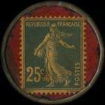 Timbre-monnaie Lacour et Chass�riaud - Titres - Bourse - Coupons - Angoul�me - 25 centimes bleu sur fond rouge - revers