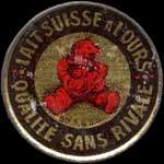 Timbre-monnaie Lait Suisse � l'Ours - 5 centimes vert sur fond rouge - avers