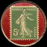 Timbre-monnaie Lait Suisse � l'Ours - 5 centimes vert sur fond rouge - revers
