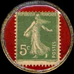 Timbre-monnaie Lisez La Lanterne - 5 centimes vert sur fond rouge - revers