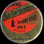 Timbre-monnaie Lisez La Lanterne - 5 centimes vert sur fond rouge - avers