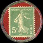 Timbre-monnaie Lisez La Lanterne - 5 centimes vert sur fond rouge - revers