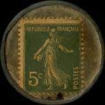 Timbre-monnaie La Ménagère - 5 centimes vert sur fond doré - revers